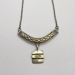 Vintage‎ TC Case & Co Sterling Silver 14K Petite Native Necklace Minimalist